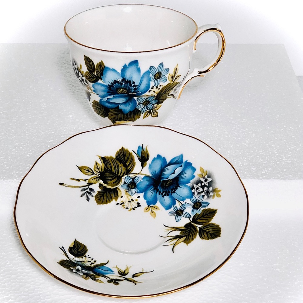 Queen Anne's Blue Rose Cup and Saucer.